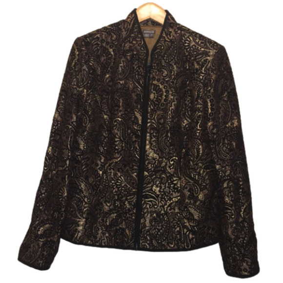 Anthracite Black & Gold Silk Jacket - Picture 1 of 6